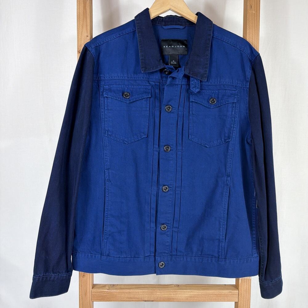 Vintage Y2K NWT Sean John Denim Button Up Elbow Patches Jacket #1287 Size XL